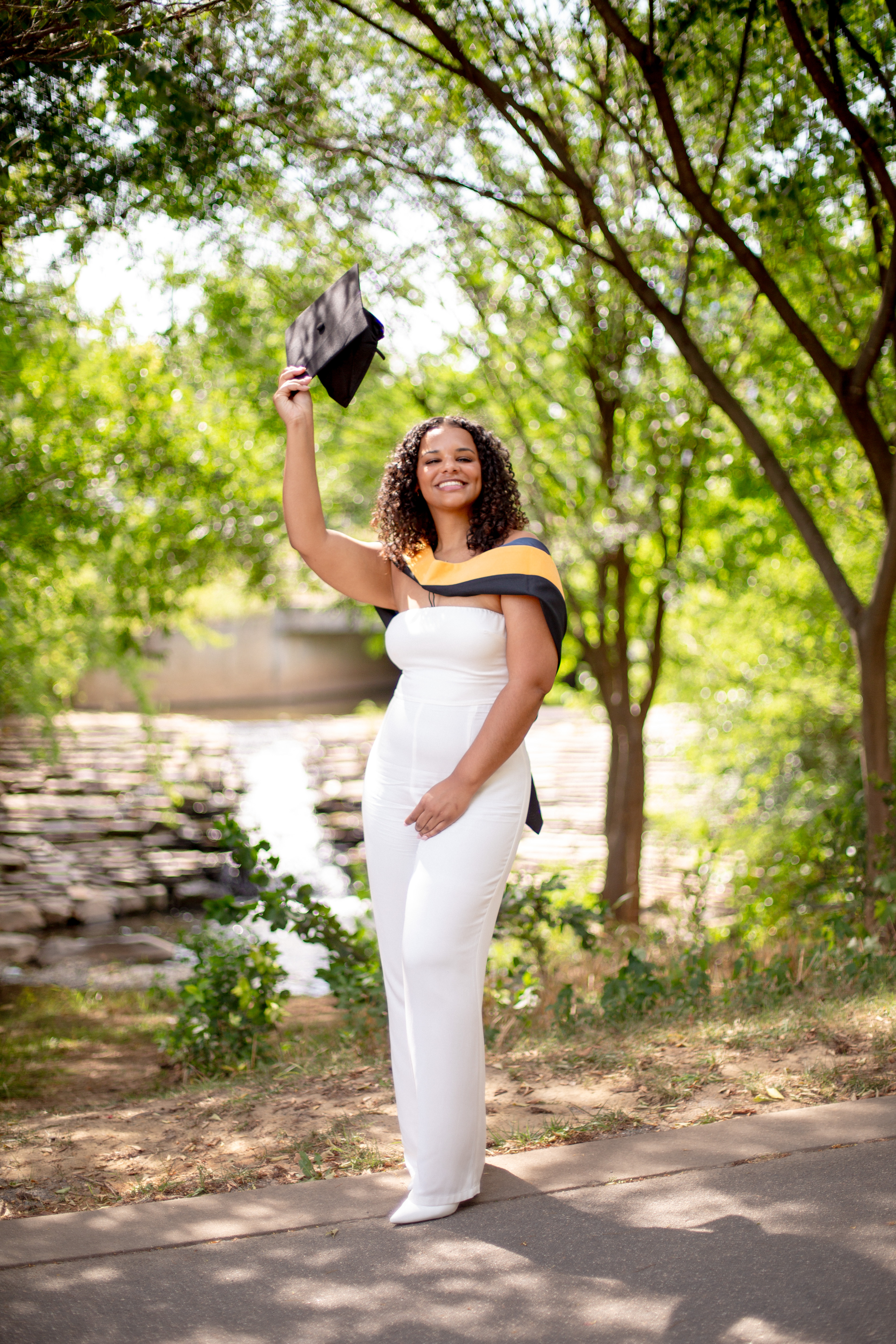 Modern landscaping and walking paths at Midtown Park in Charlotte during an outdoor Shoott portrait session.