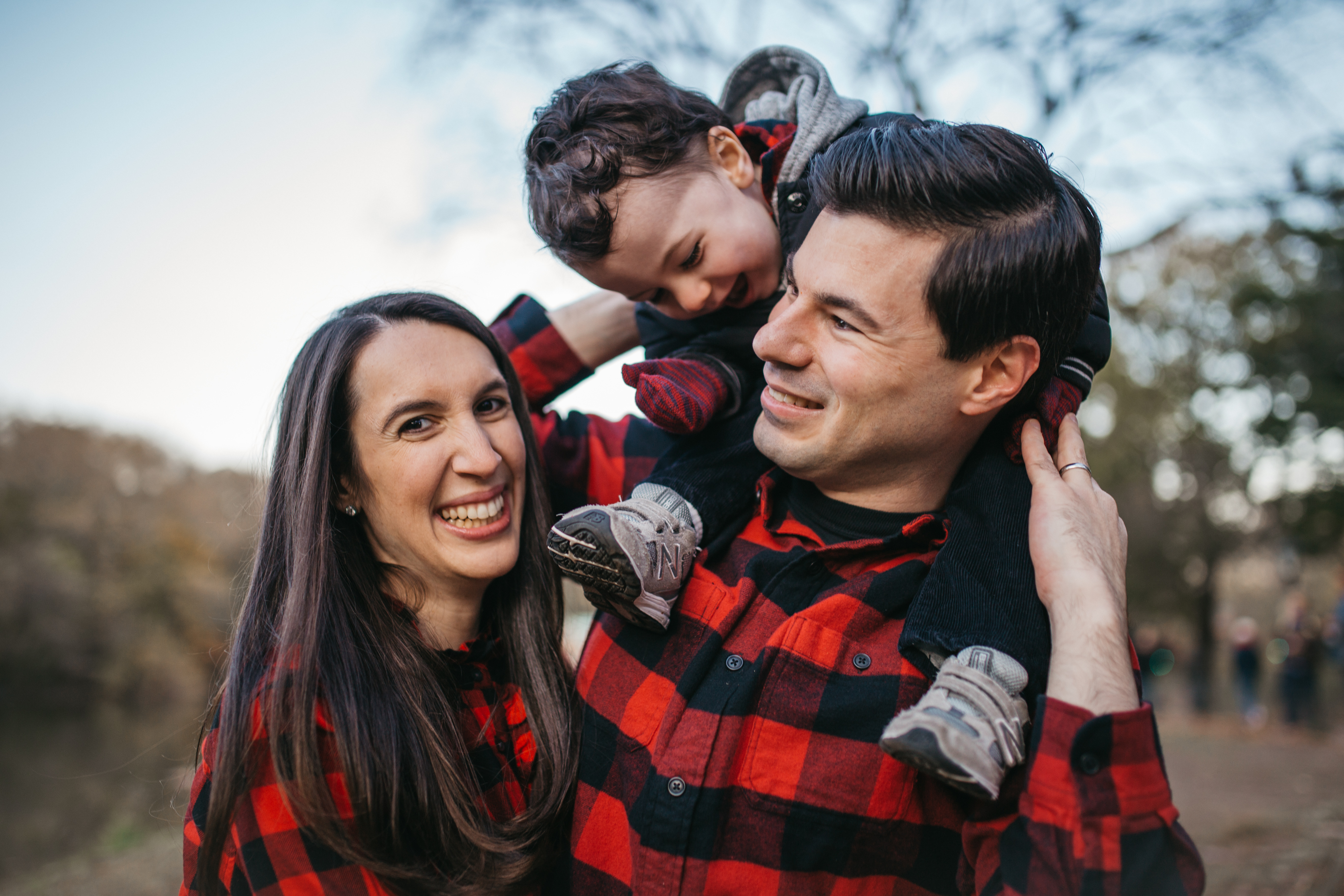 Family interacting together during an outdoor holiday Shoott photoshoot
