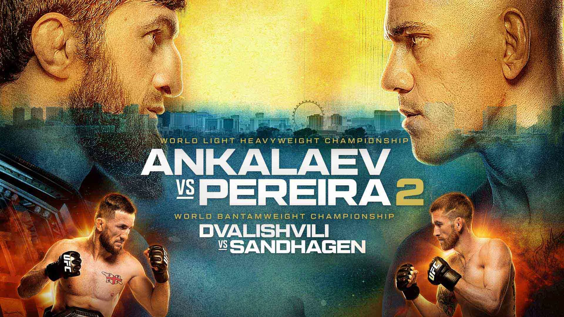 Drawing of Ankalaev and Pereira staring at each in a face off.