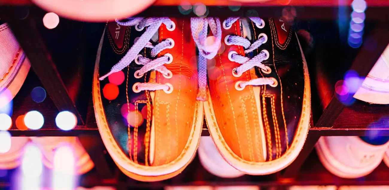 black and red bowling shoes