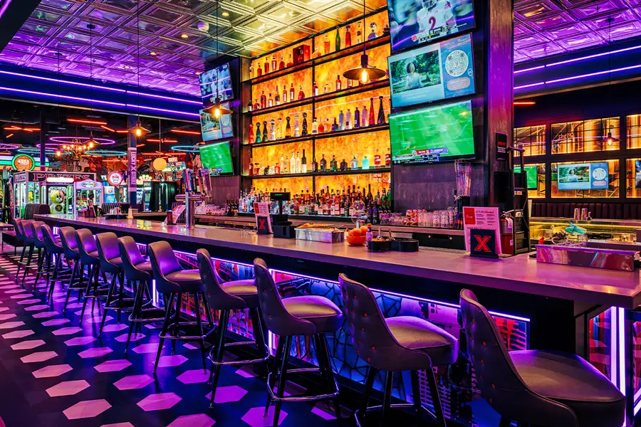 Beautiful bar with large liquor selection