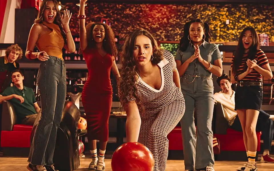 Group of bowlers having fun