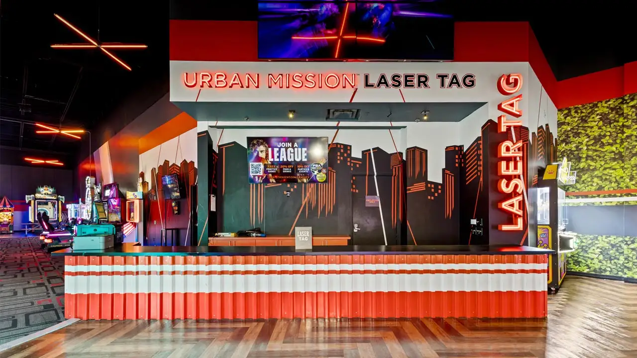 Entrance to Urban Mission laser tag experience.