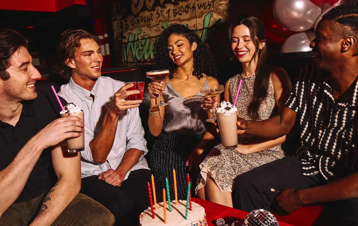 Group of people hanging out and enjoying drinks