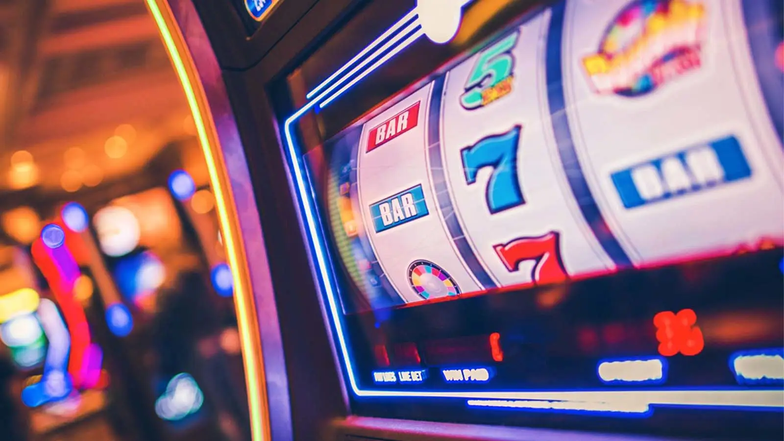 Close up of slot machine numbers getting ready to stop