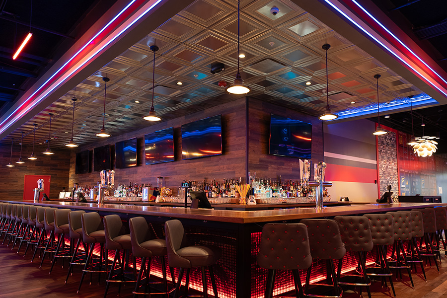 Classic bar with lots of seating and big TVs