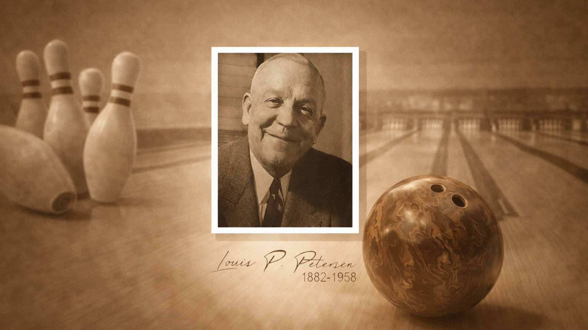 Black and white image of Petersen wearing a suit and tie