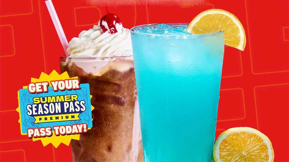 Summer Season Pass ad for a free dirty soda & lemonade when you use your Summer Season Pass.
