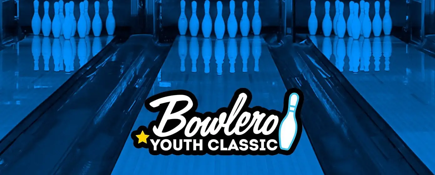 Bowlero Youth Classic logo with bowling lanes in the background
