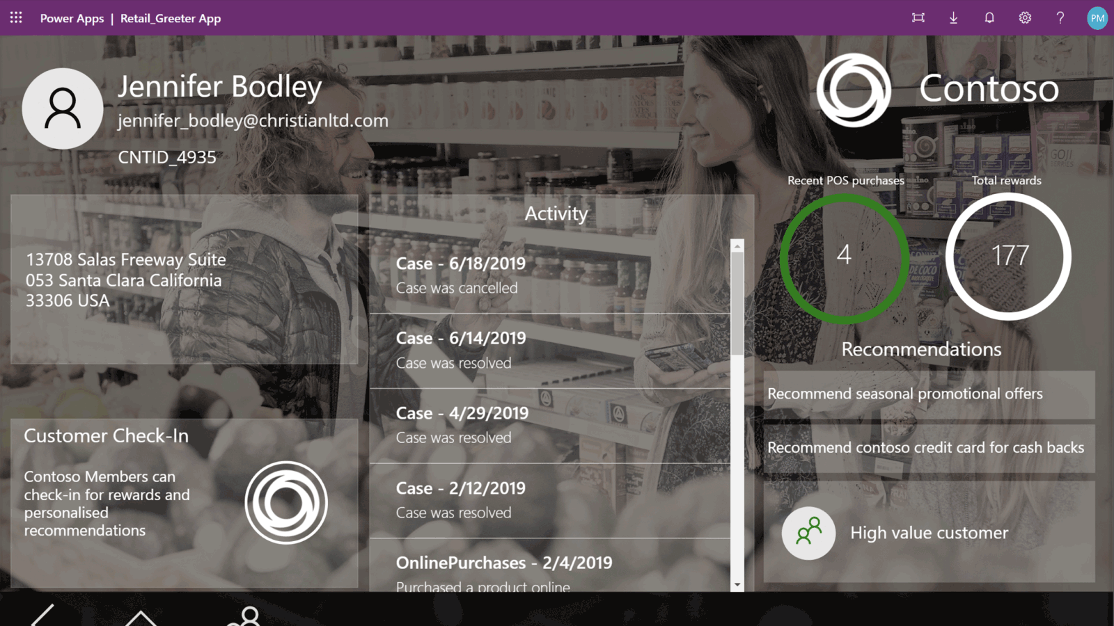 影像顯示 power apps retail greeter 應用程式檢視