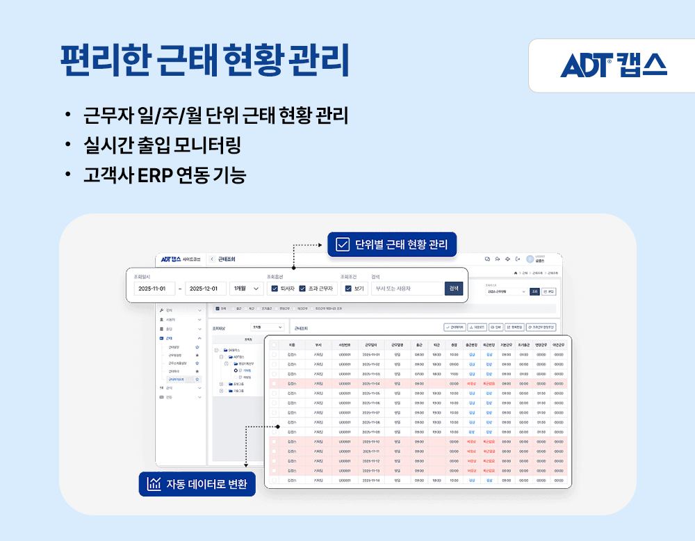 유연근무제, 근태관리, 출입통제, 얼굴인식기, 근태관리시스템_05