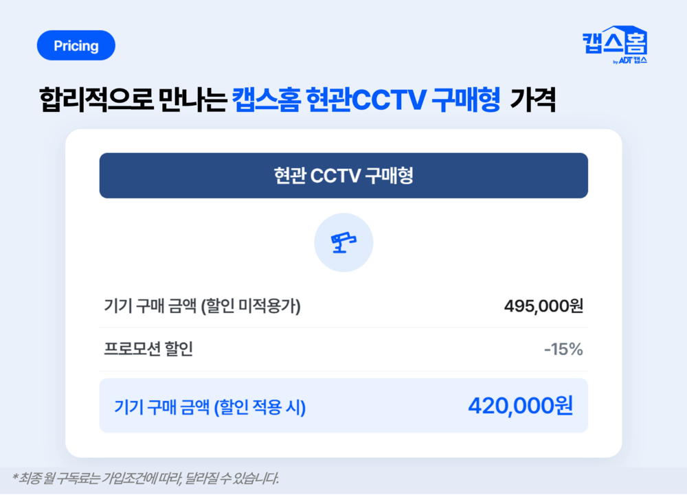 현관CCTV, 가정용 CCTV, 비용, 캡스홈