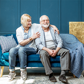 Couple in blue room