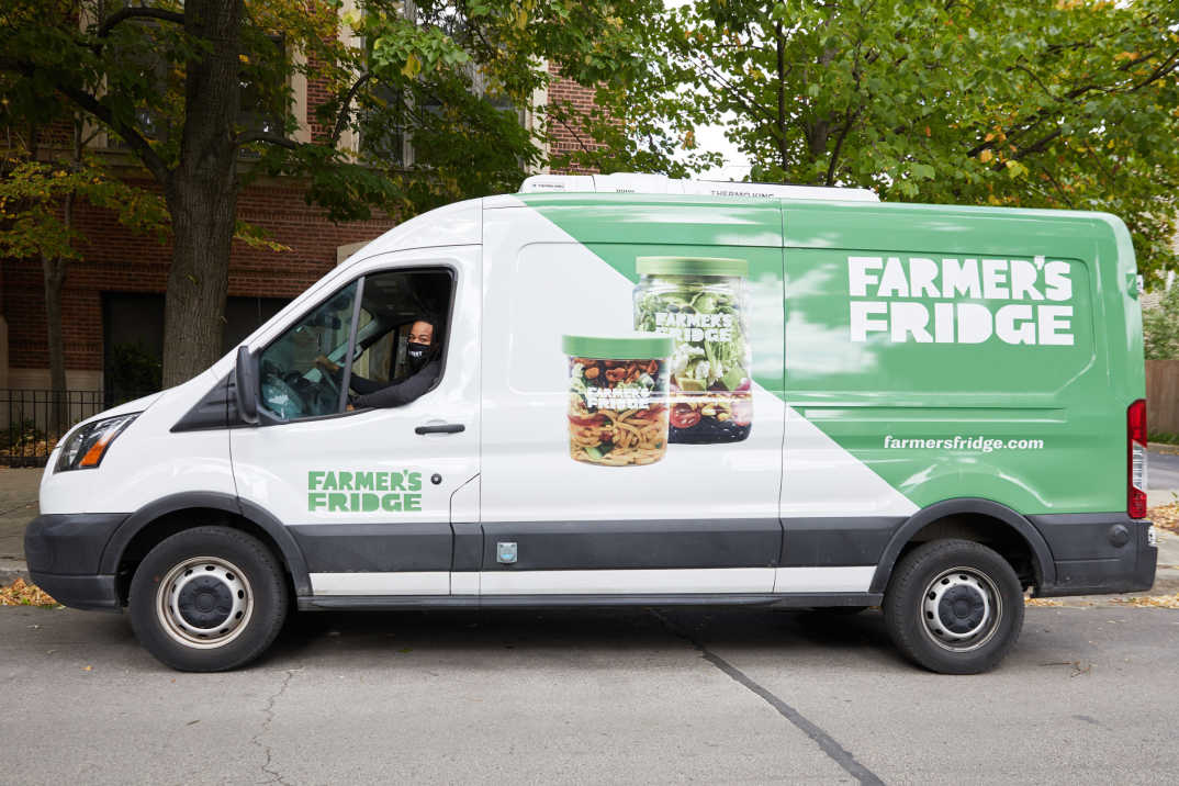 A Farmer's Fridge food delivery truck.