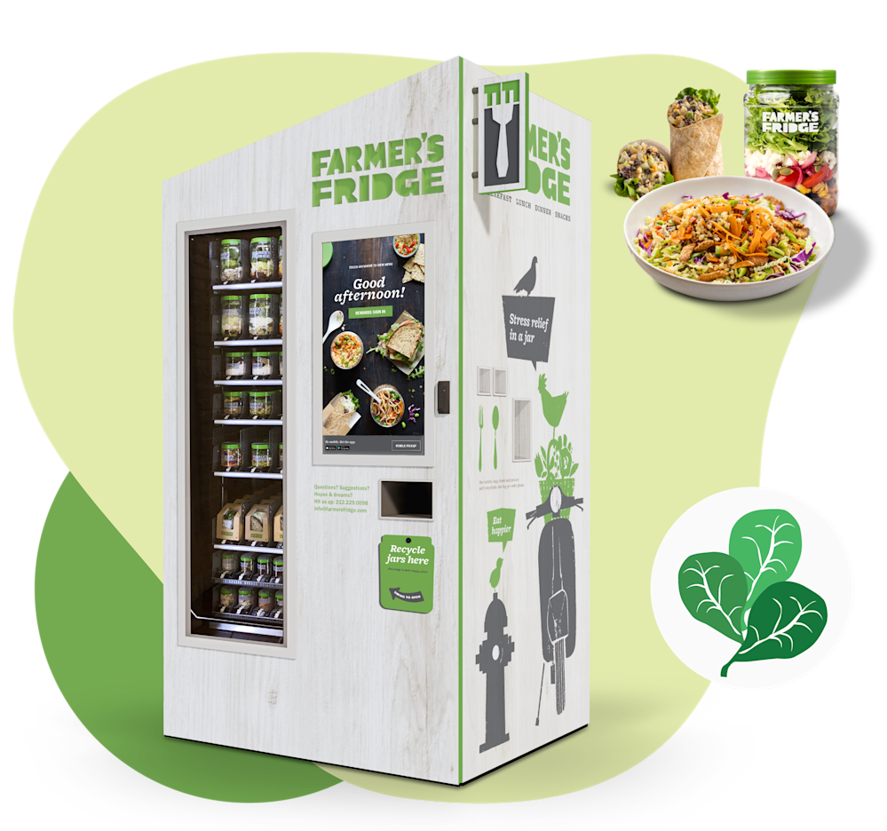 A fully stocked Farmer's Fridge.