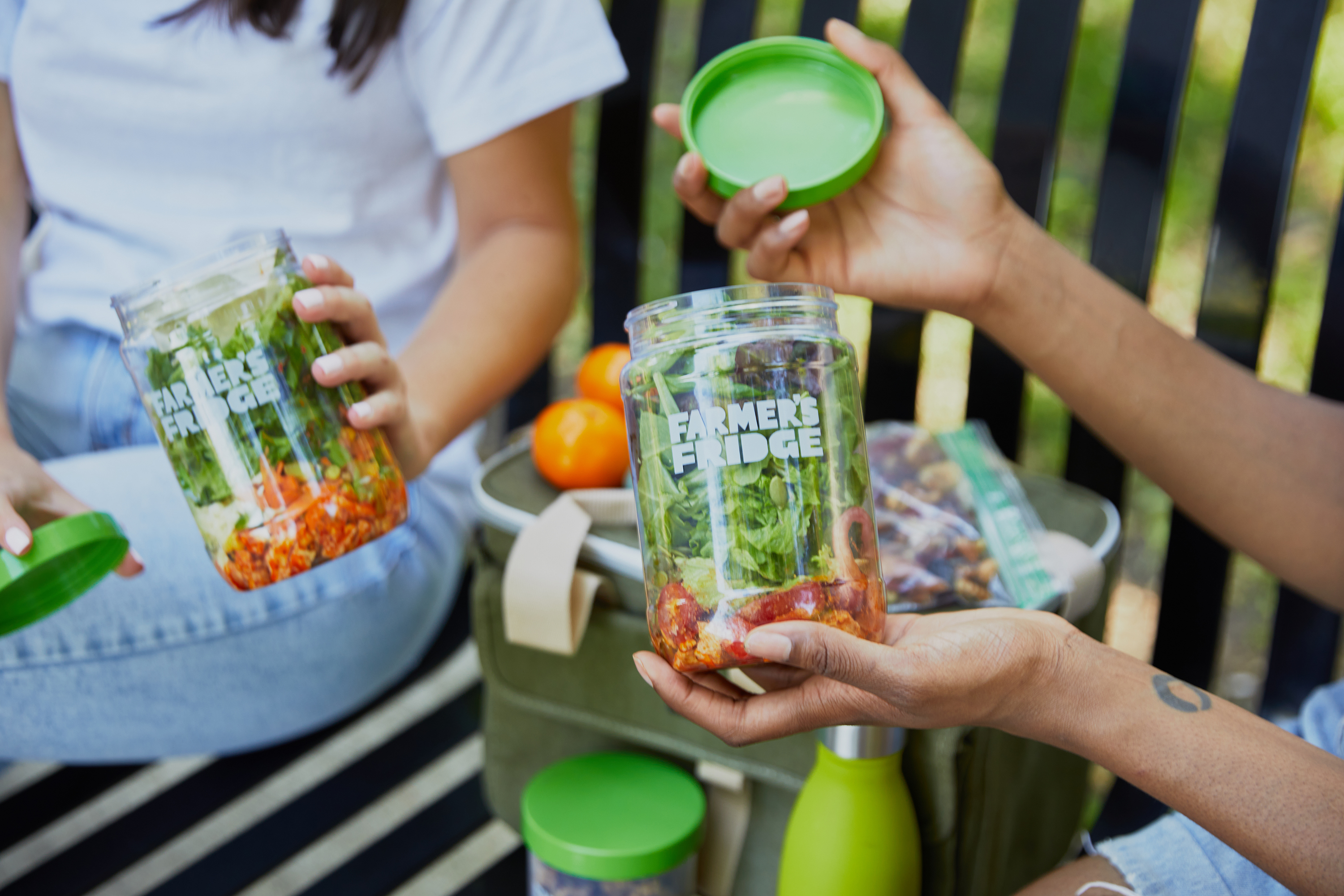 People eating Farmer's Fridge