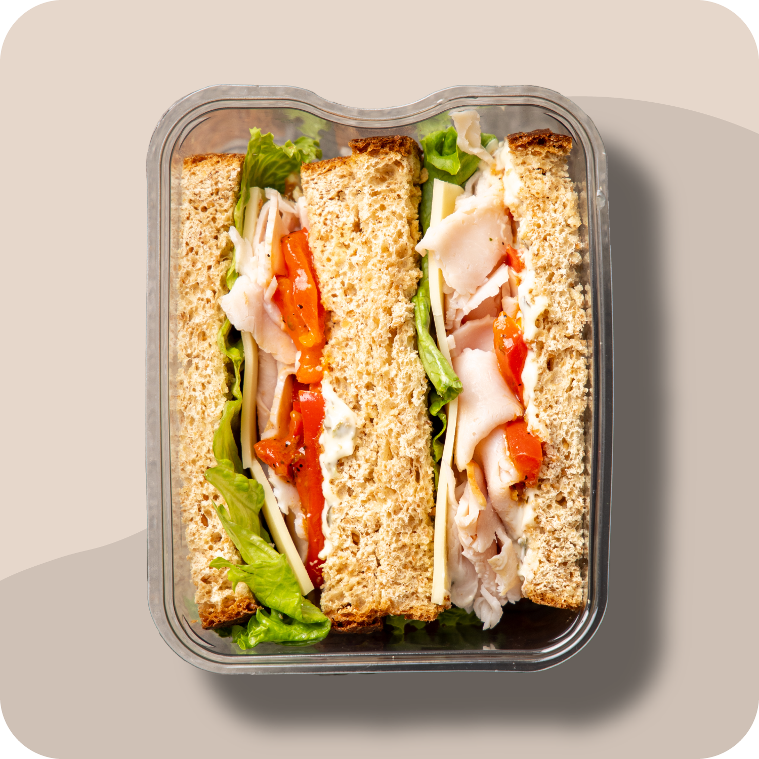 Top down image of the Smoked Turkey and White Cheddar Sandwich.