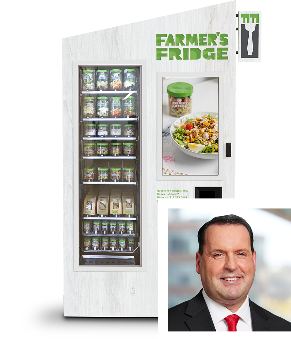 Image of a smart vending machine and the BMC client.