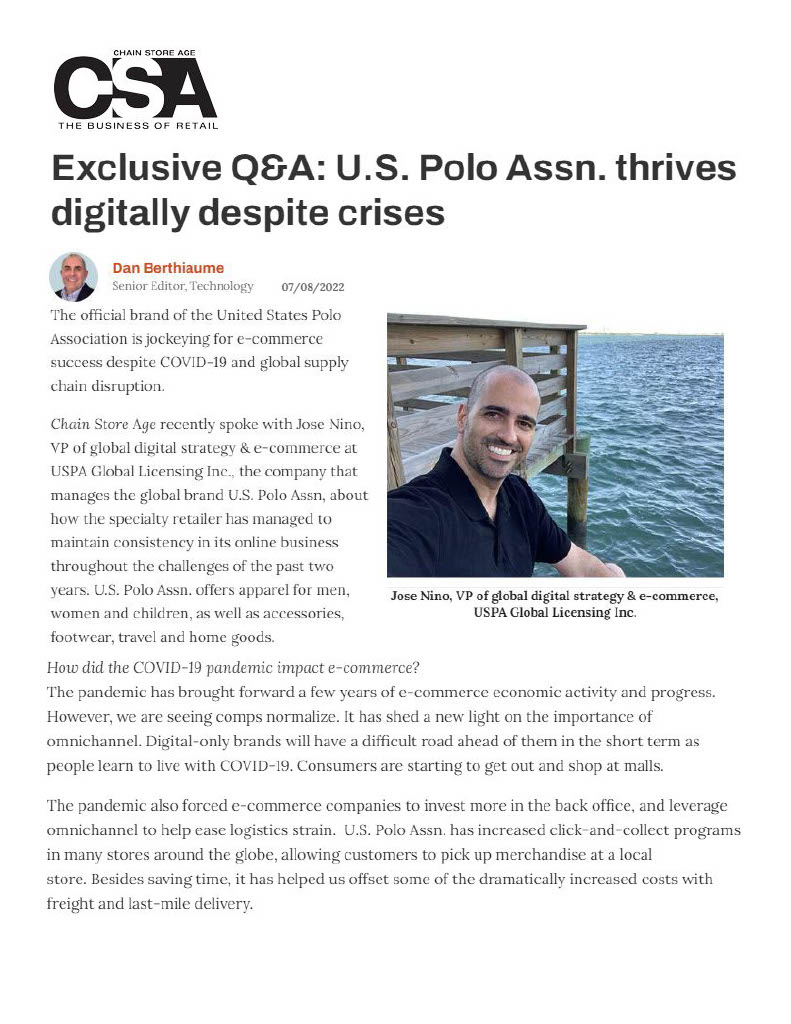 Chain Store Age: Exclusive Q&A: U.S. Polo Assn. Thrives Digitally Despite  Crises