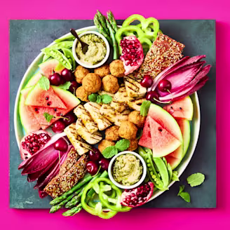 Vegan halloumi made with Cauldron Extra Firm Tofu as part of a sharing platter.