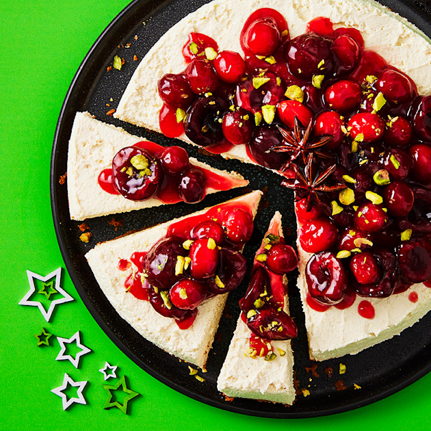 Sour Cherry & Cranberry Christmas Tofu Cheesecake | Cauldron
