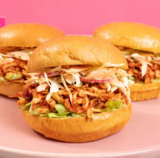 Three Tofu Burgers with lettuce and slaw 