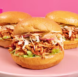 Three Tofu Burgers with lettuce and slaw
