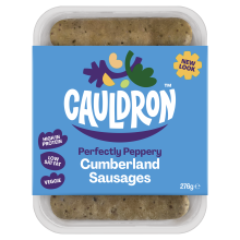 Cauldron Perfectly Peppery Cumberland Sausages packaging