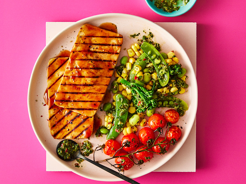 Sticky Tofu Steaks with Chimichurri Sauce Recipe | Cauldron