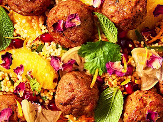 Close up shot of Moroccan Falafels with Cous Cous