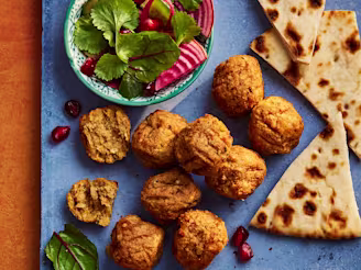 Cauldron Moroccan Falafels served three pieces of flatbread and a small salad