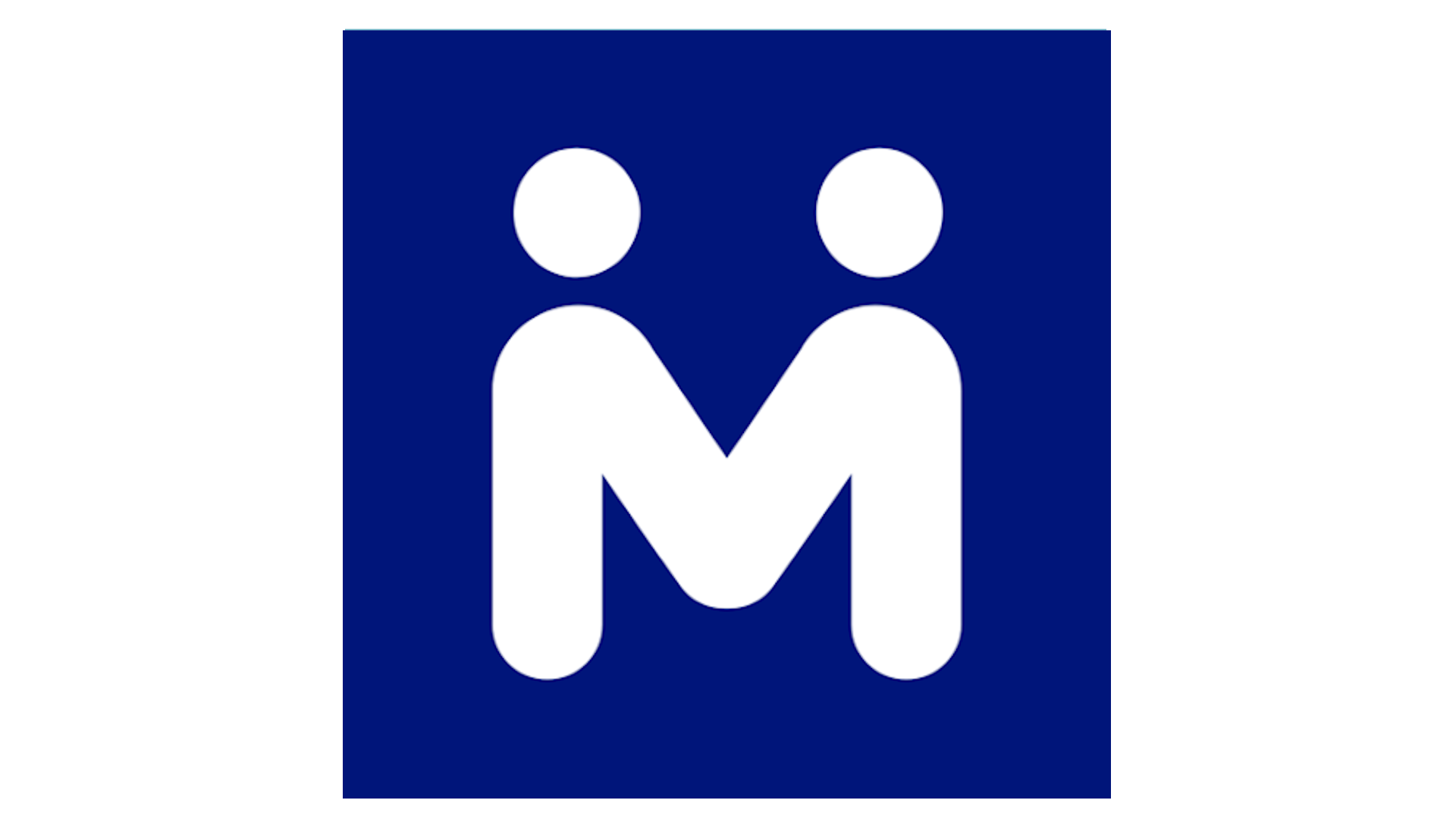 Movao app logo featuring a stylized letter M formed by two people, representing the global community for people with limb loss and their loved ones.