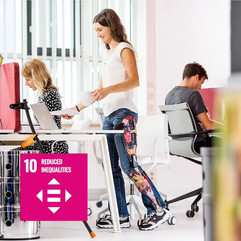 Grafik, die das Nachhaltigkeitsziel 10 (Weniger Ungleichheiten) abbildet