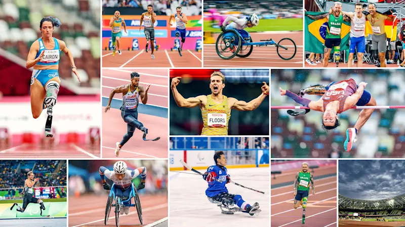 Bilder von Sportlern in einer Collage mit Ottobock Geräten.