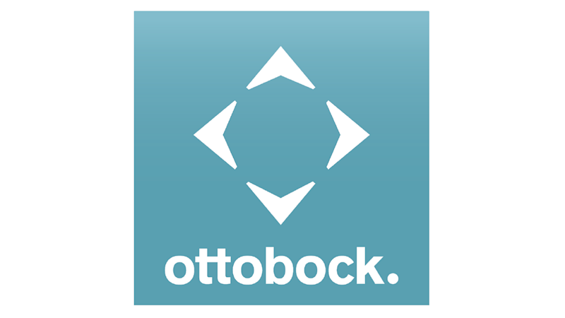 Ottobock Cockpit app logo featuring four stylized arrows and the Ottobock wordmark, representing digital management and configuration of assistive devices.