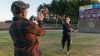Image C-Brace user David T.  on a Football field with his dad