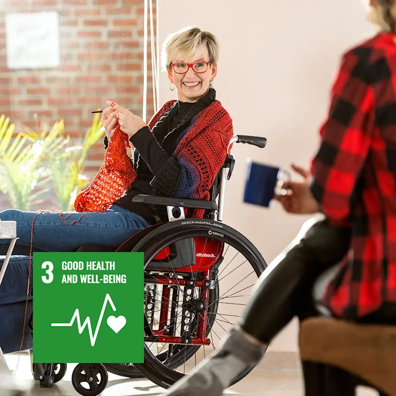 Grafik, die das Nachhaltigkeitsziel 3 (Gesundheit und Wohlergehen) abbildet