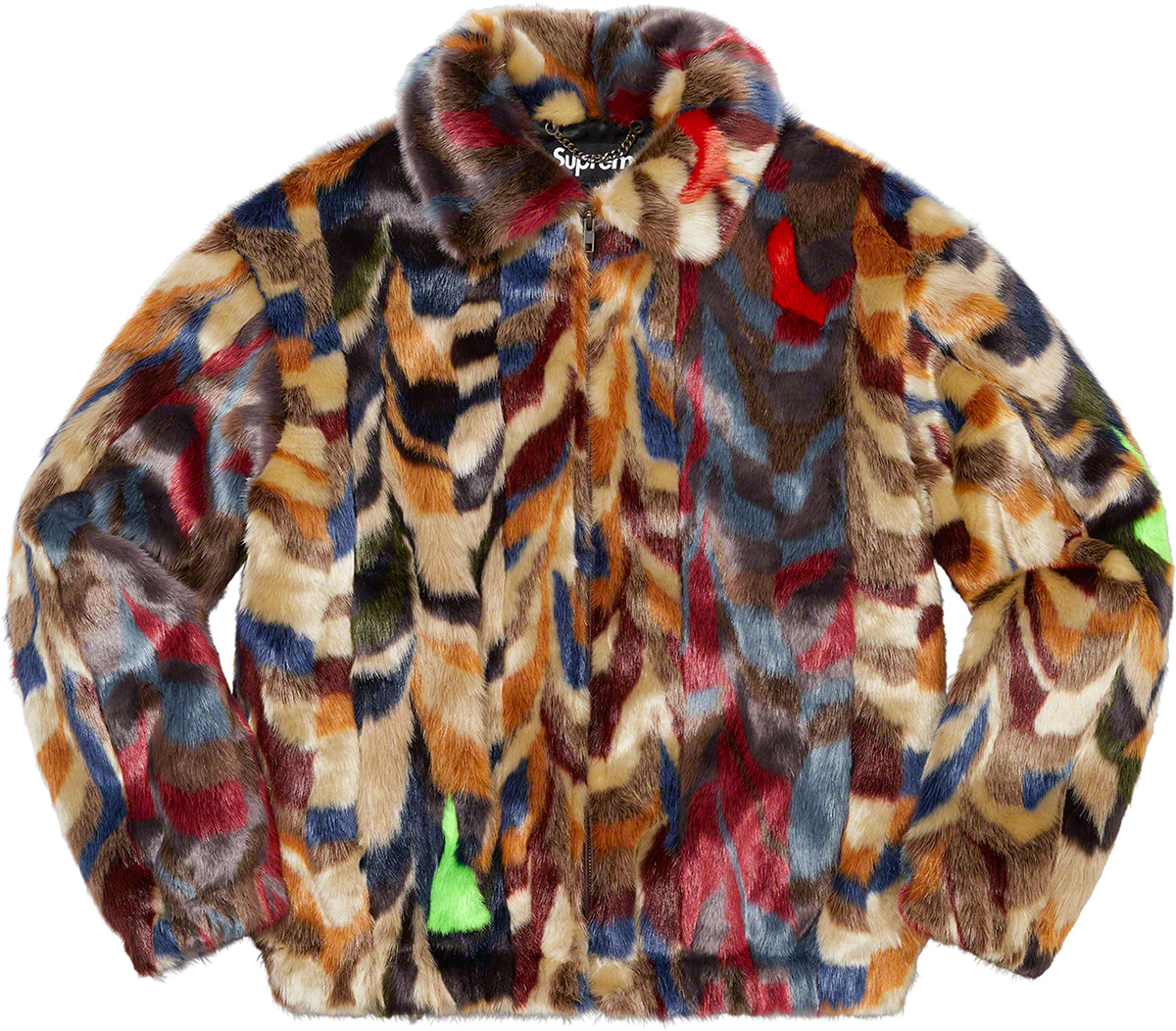 Multicolor Faux Fur Bomber Jacket | Supreme - SLN Official