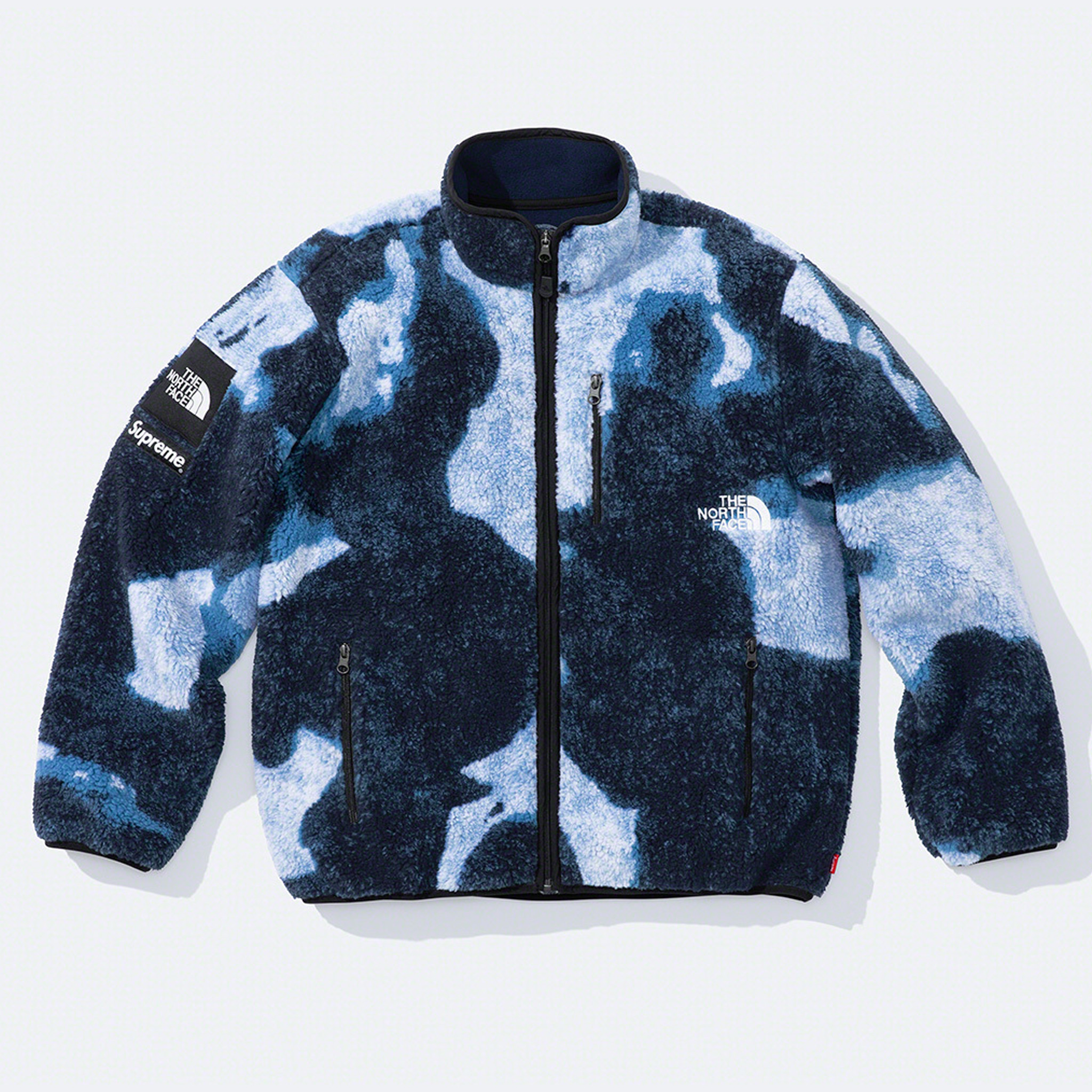 Supreme x The North Face Bleached Denim Print Fleece Jacket