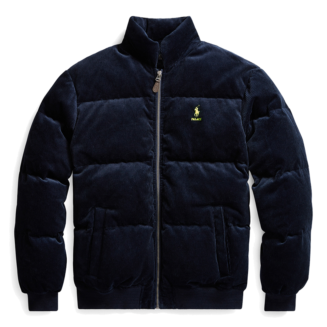 palace ralph lauren corduroy down jacket aviator navy