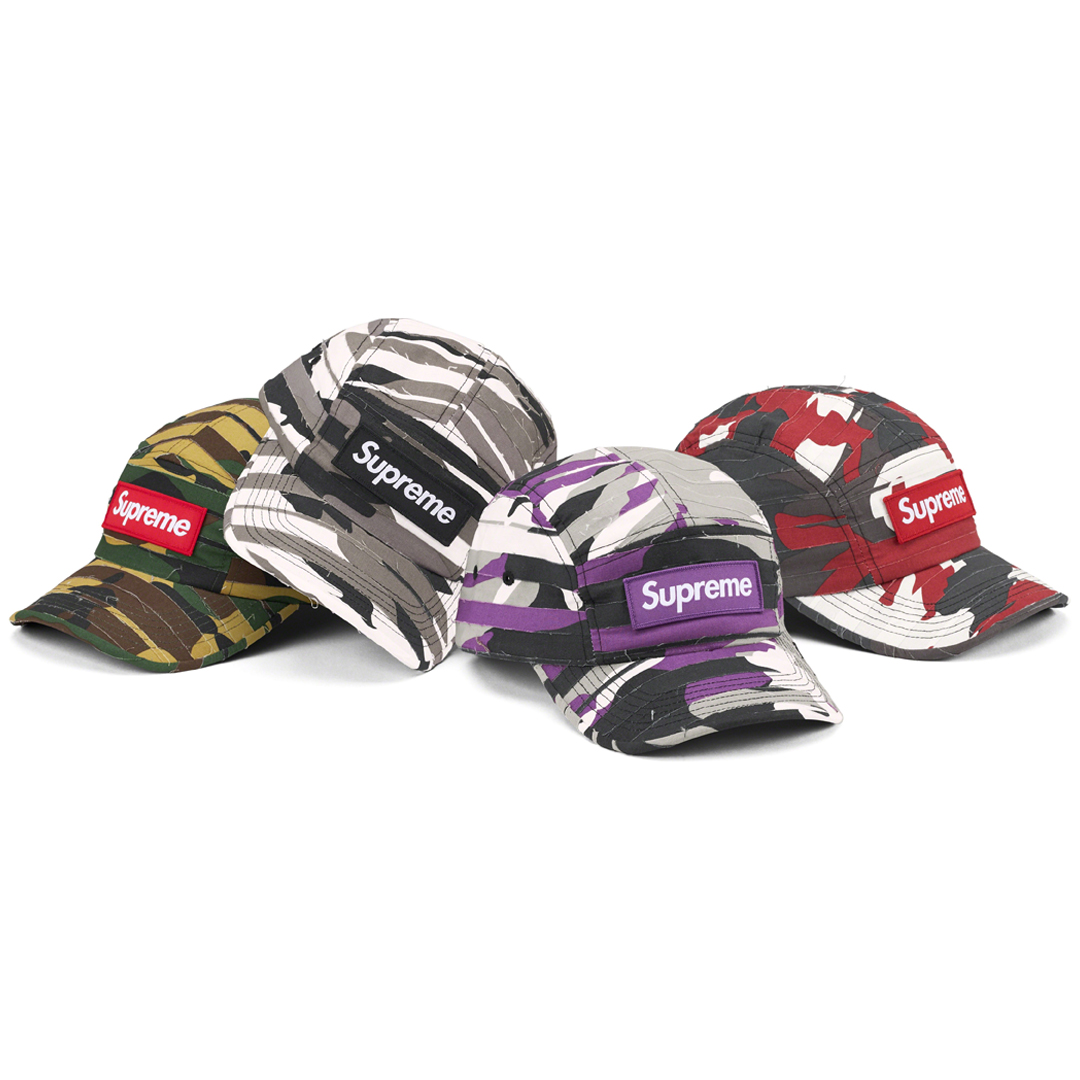 カラーパープルSupreme Camo Camp Cap Purple