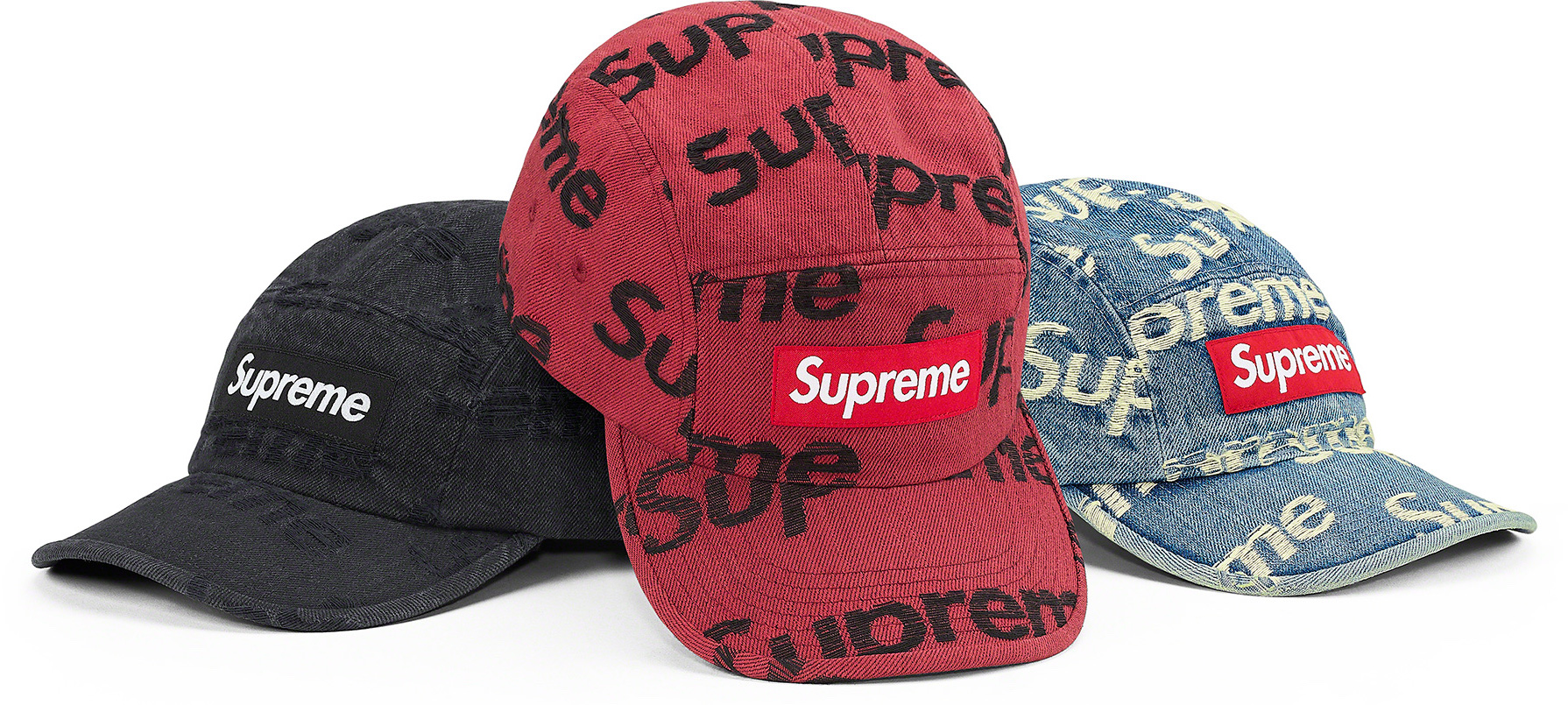 Supreme Frayed Logos Denim Camp Cap-