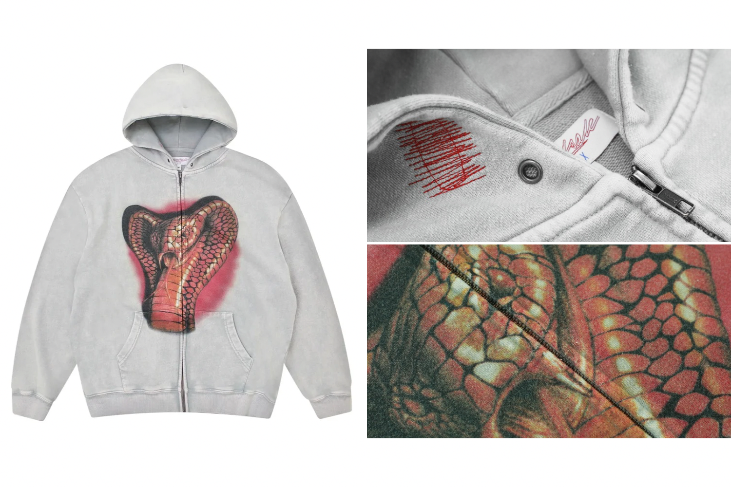 トップス Yardsale zip hoodie kobra S YARDSALE - GREY KOBRA ZIPPED HOODIE – LE LABO STORE