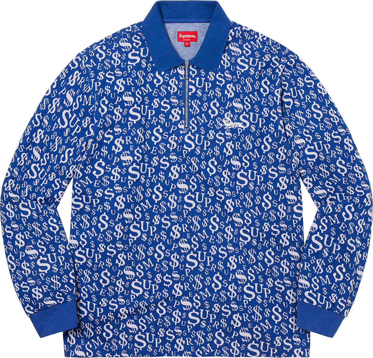 Supreme Currency Jacquard Zip LS Polo | Supreme - SLN Official