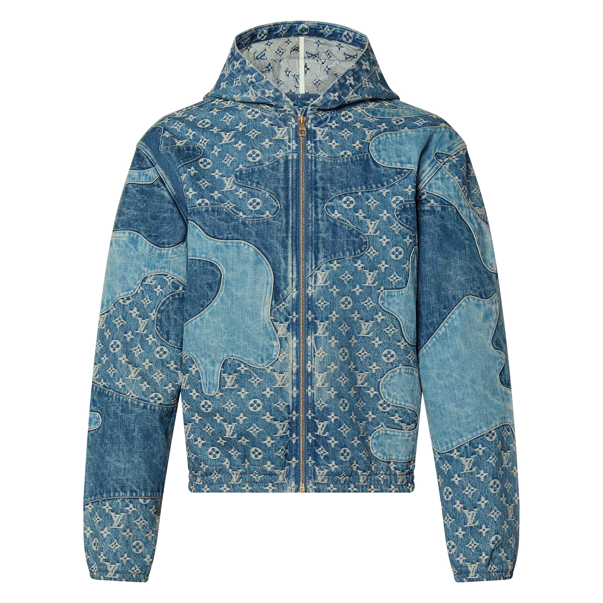 男女共用★ Jeans★Monogram Logo Hoodie★早期完売 Louis Vuitton x Nigo Monogram Patchwork Denim Hoodie | Louis