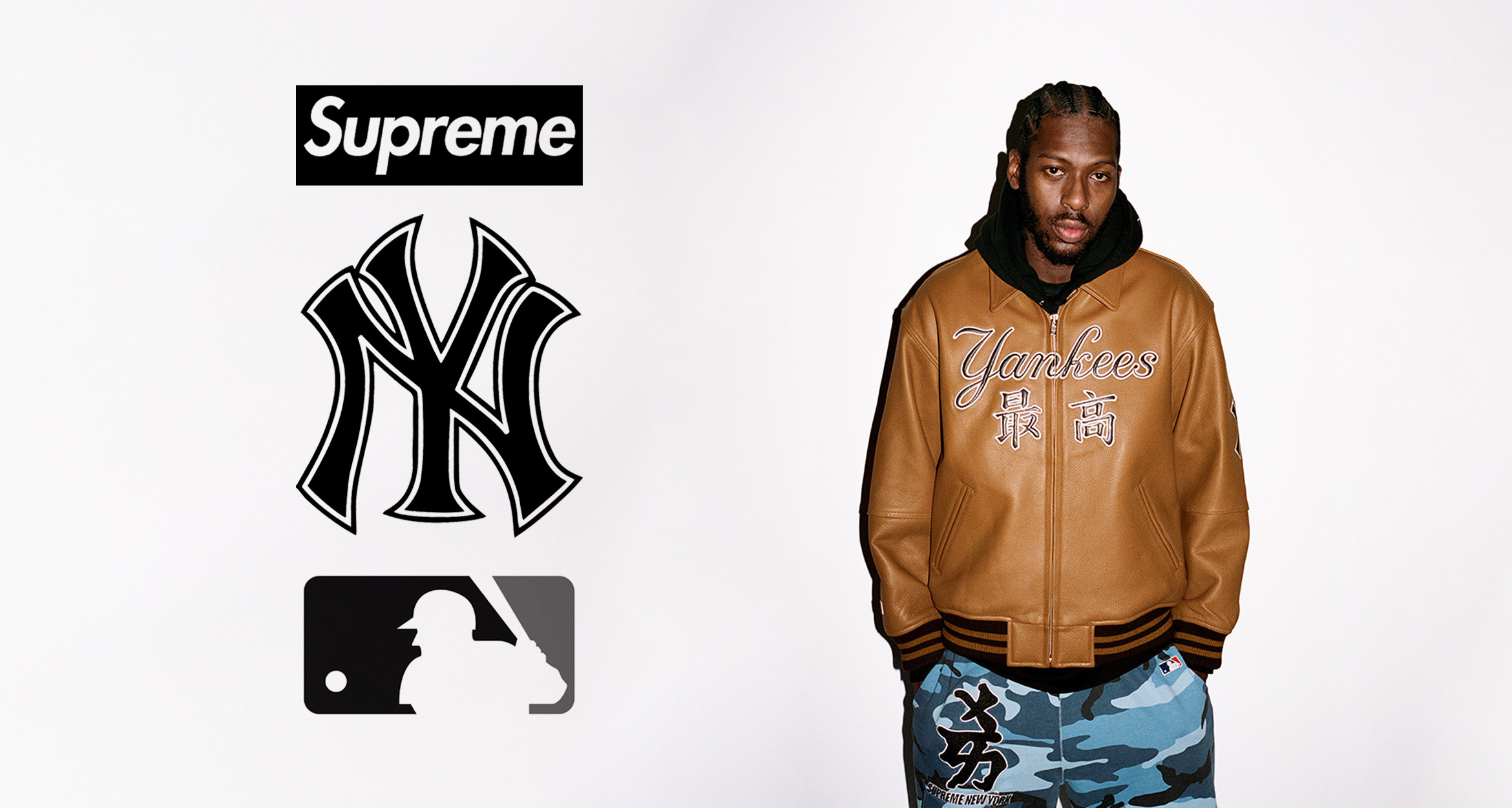 Supreme Team Up with New York Yankees for Kanji Varsity Jackets