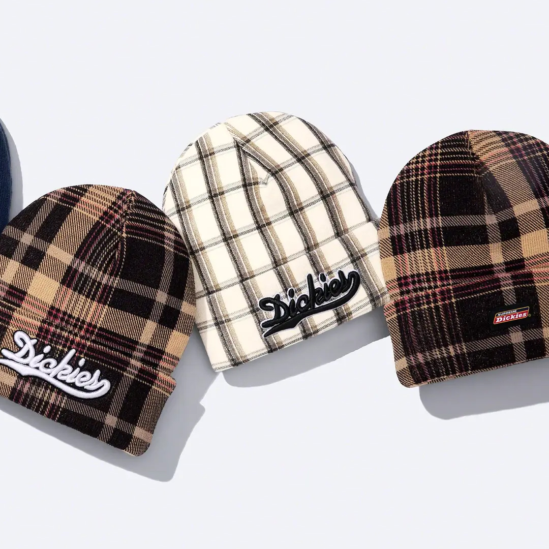 Supreme Dickies Beanie White Plaid-