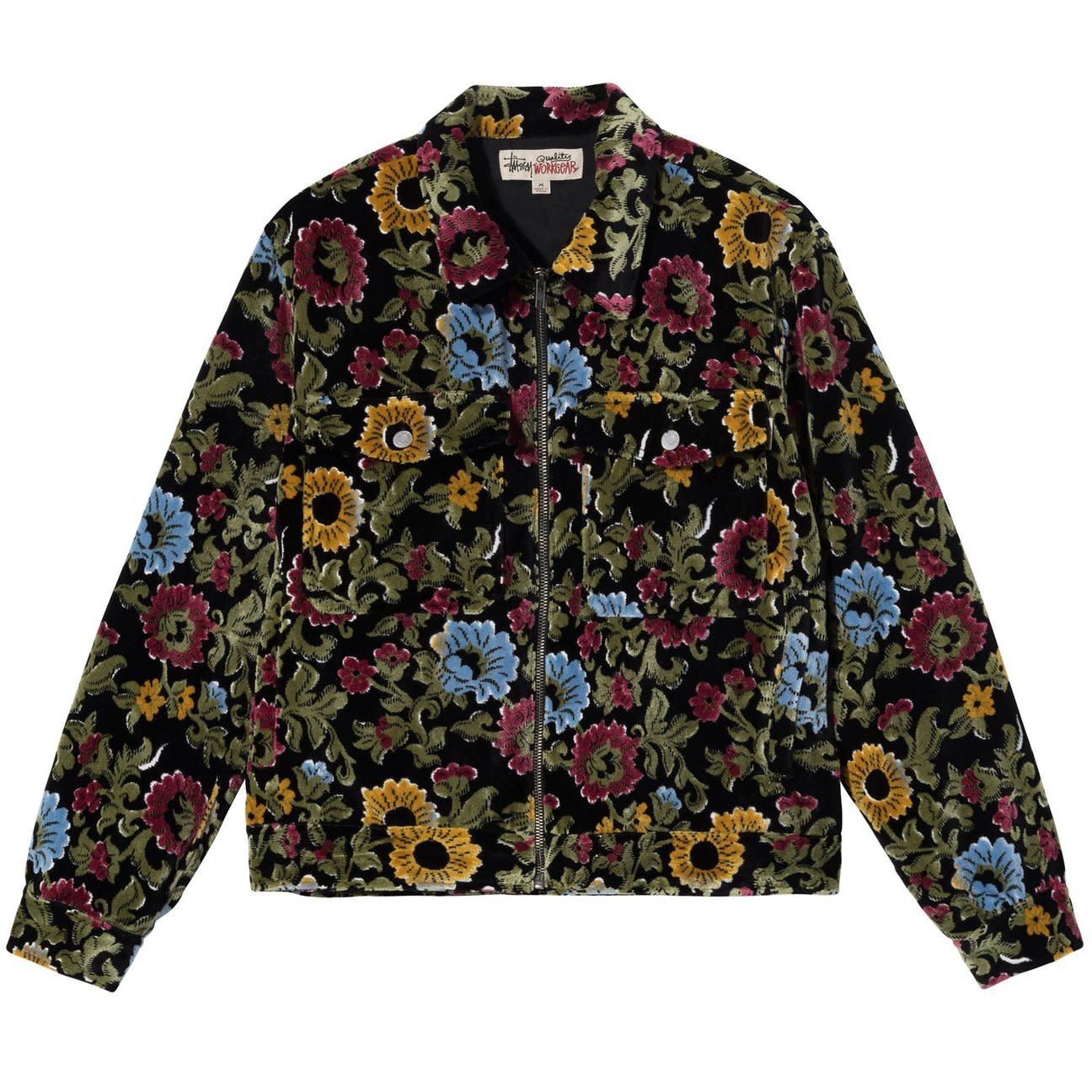 in an orange and green version of the floral jacket - STUSSY