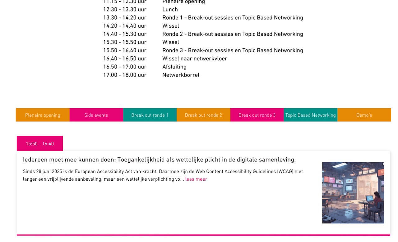 Iedereen moet mee kunnen doen: Toegankelijkheid als wettelijke plicht in de digitale samenleving ECP jaarfestival 2025 break-out sessie