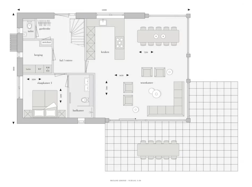 Plattegrond met tuin villa